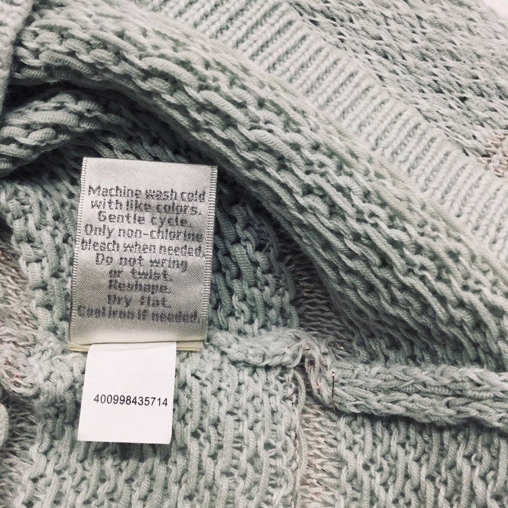 Lauren Conrad soft aqua, gold threads sweater, bow - Picture 7 of 8